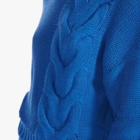 Staud Cable Knit Royal Blue Turtleneck Sweater - Picture 4 of 7